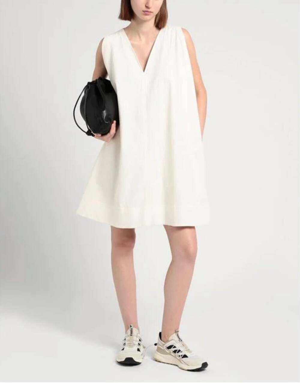 COS Womens Size 2 White Cotton Sleeveless A Line Tunic Dress Pockets Minimalist